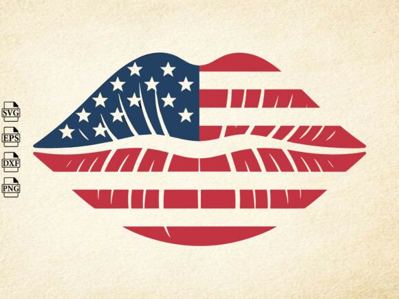 American Flag Svg Lips Svg, 4th of July Graphics