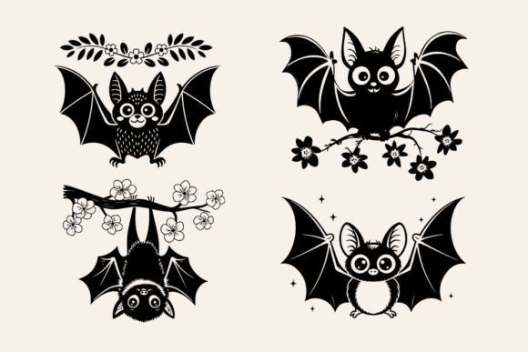 Bat Svg, Cute Bat Svg, Floral Bat Svg, B