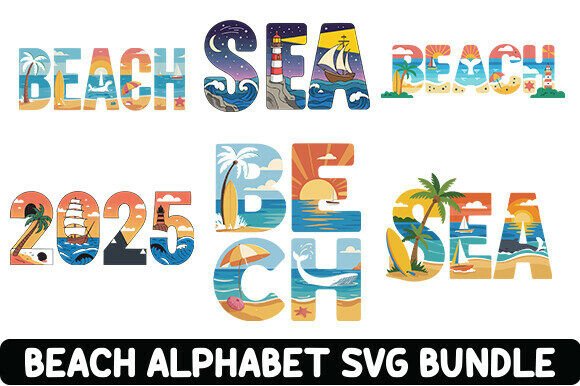 Beach Alphabet Svg Bundle: Graphics and Crafts for Digital Sellers