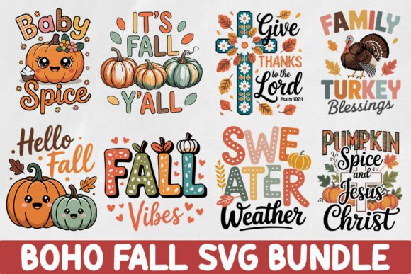 Boho Fall SVG Bundle: Graphics and Crafts for Digital Sellers