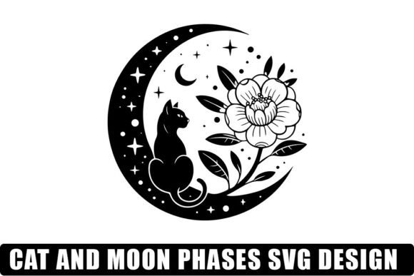 Cat and Moon Phases SVG Bundle