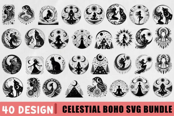 Celestial Boho SVG Bundle: Graphics for Creative Crafts