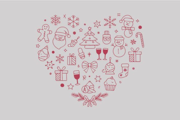 Christmas Heart Shape SVG Gingerbread Graphics