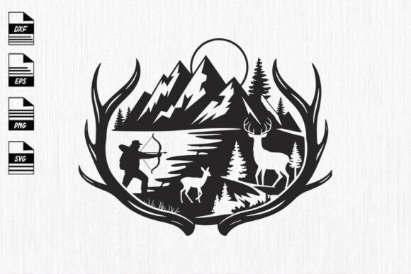 Deer Hunting Scene SVG: Graphics and Crafts