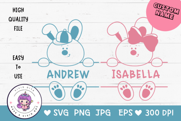 Easter Custom Name Bunny SVG for Crafts and Graphics