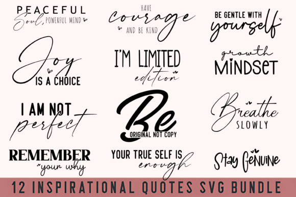 Inspirational Quotes Svg Png Bundle for Crafts and Graphics