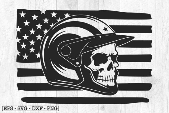 US Biker Skull SVG – American Racer Svg